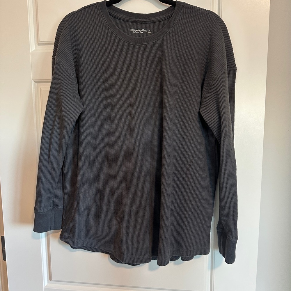 Abercrombie & Fitch Charcoal Waffle Knit Top